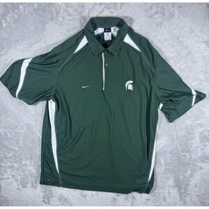 Michigan State Spartans Shirt Mens XL Green White NCAA Basketball Nike Dri Fit